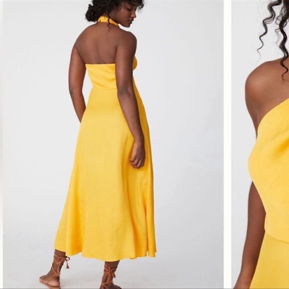 Farm x Anthropologie Halter Maxi Dress Farm Rio NEW Size XL - Picture 3 of 9